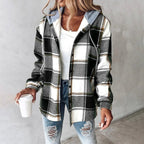 Parsha | Casual Dames Winterjack met Ruitpatroon en Capuchon - Gevoerd Geruit Shacket en Warme Houthakkersjas met Rits