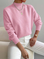 Mechi | Dames Gebreide Trui met Ronde Hals en Geribbelde Boorden - Comfortabele Klassieke Pullover en Basic Sweater