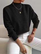 Mechi | Dames Gebreide Trui met Ronde Hals en Geribbelde Boorden - Comfortabele Klassieke Pullover en Basic Sweater