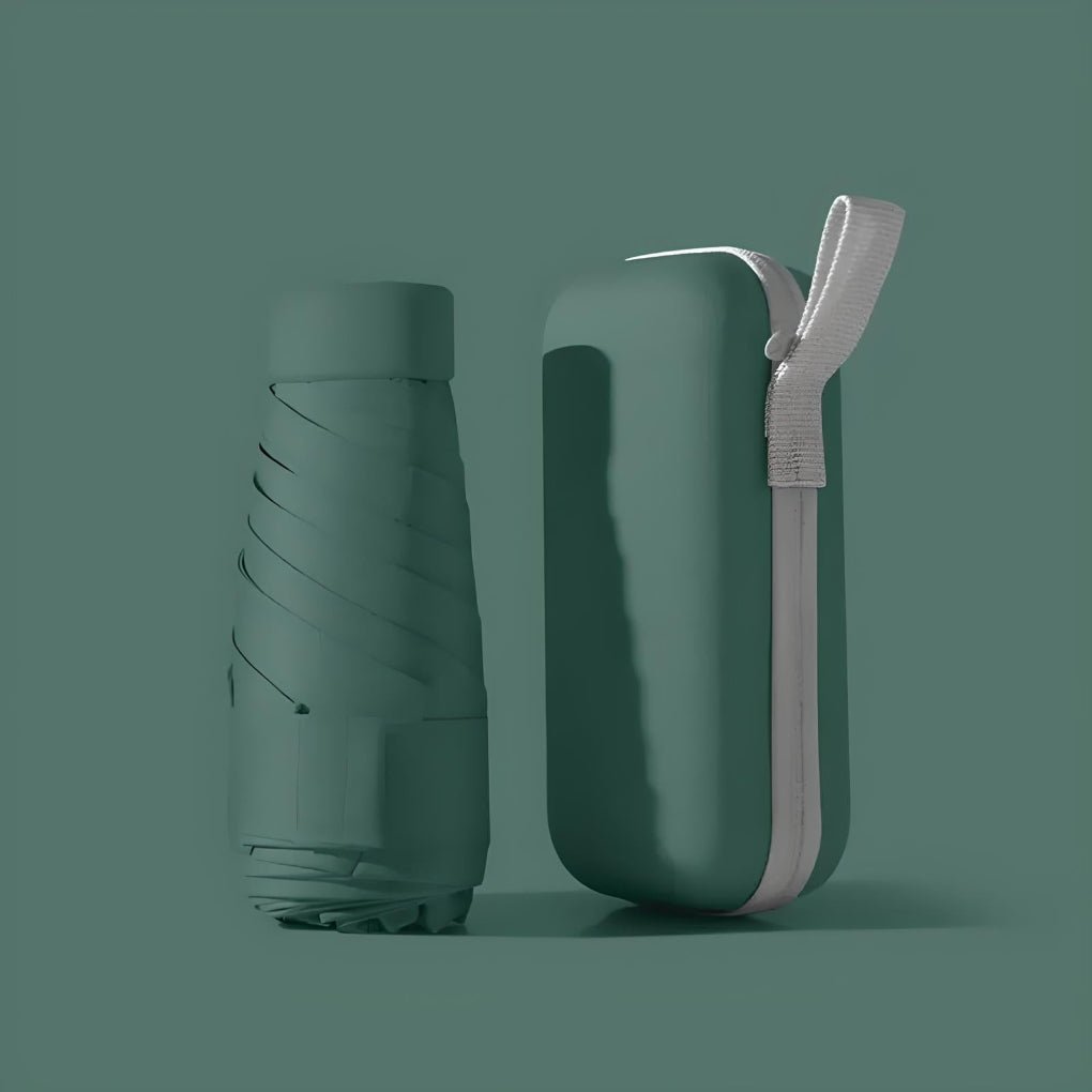 Compacte Zakparaplu met Waterdichte Hoes - Stormvaste Opvouwbare Paraplu met Hardcase Reis-Etui & Automatisch Open/Dicht Groen