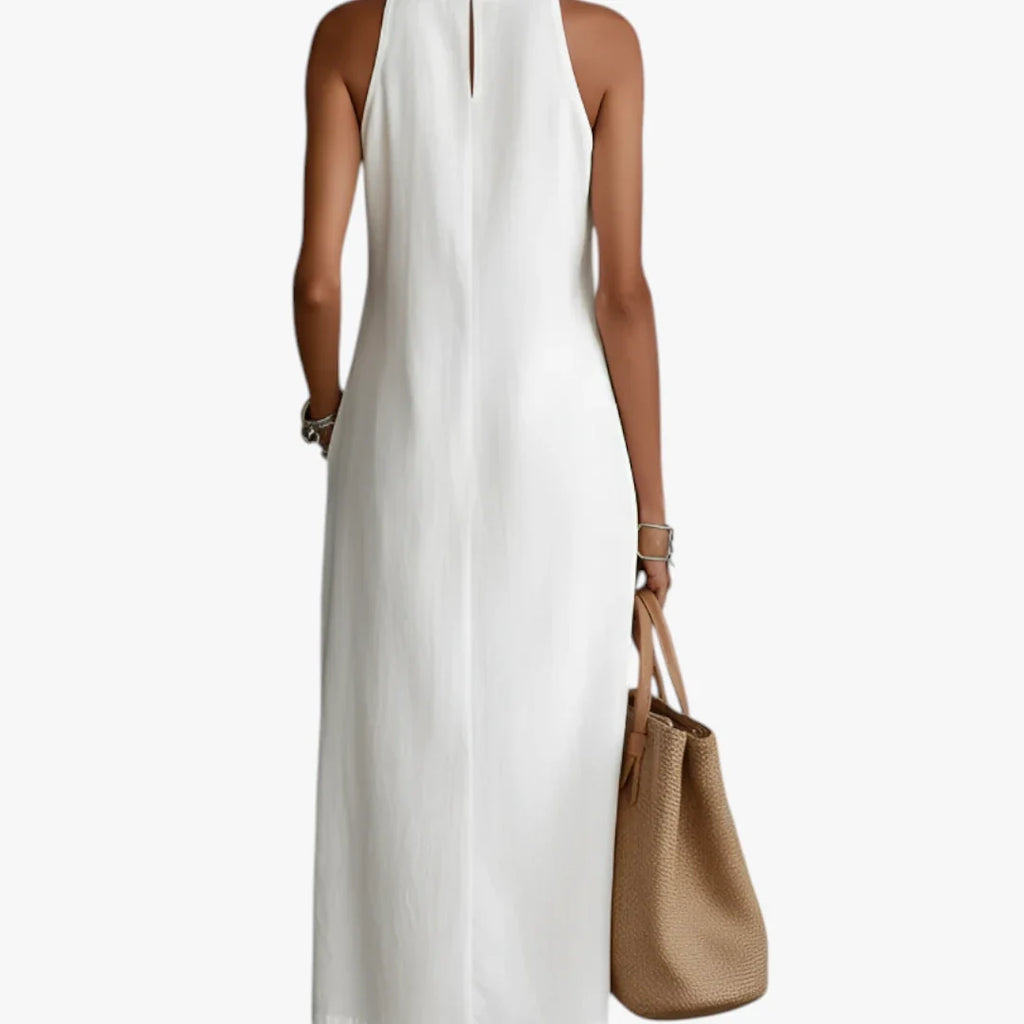 Bersh | Dames Elegante Midi Zomerjurk met Halterneck en Zijzakken