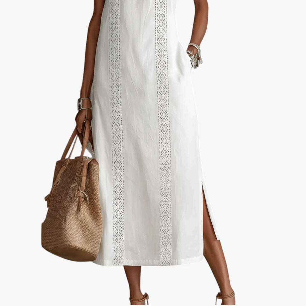 Bersh | Dames Elegante Midi Zomerjurk met Halterneck en Zijzakken