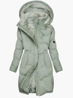 Flōre | Warme Dames Lange Wintermantel met Capuchon en Kunstbont Kraag - Gevoerde Winterjas en Parka met Rits