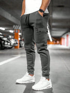 Hermosa | Comfortabele Heren Joggingbroek met Draai-Omslag Zakken - Slim Fit Katoenen Sweatpants met Trekkoord & Elastische Boorden Donkergrijs