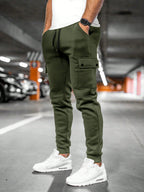 Hermosa | Comfortabele Heren Joggingbroek met Draai-Omslag Zakken - Slim Fit Katoenen Sweatpants met Trekkoord & Elastische Boorden Legergroen