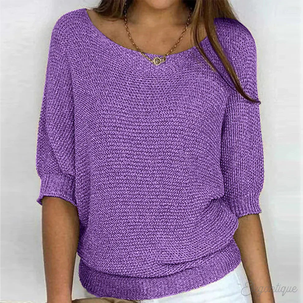 Mechi | Elegante Dames Gebreide Trui met Breipatroon - Zachte Warme Kabelbreisel Pullover en Winter Sweater